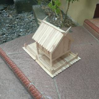  Prakarya  Maket Miniatur Rumah Adat Bugis dari  Stik  Es Krim  