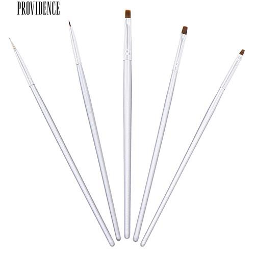 [Bayar Di Tempat] 5X Perak Tone Nail Art UV Gel Desain Brush Painting Pen Manicure Tips Tools Set