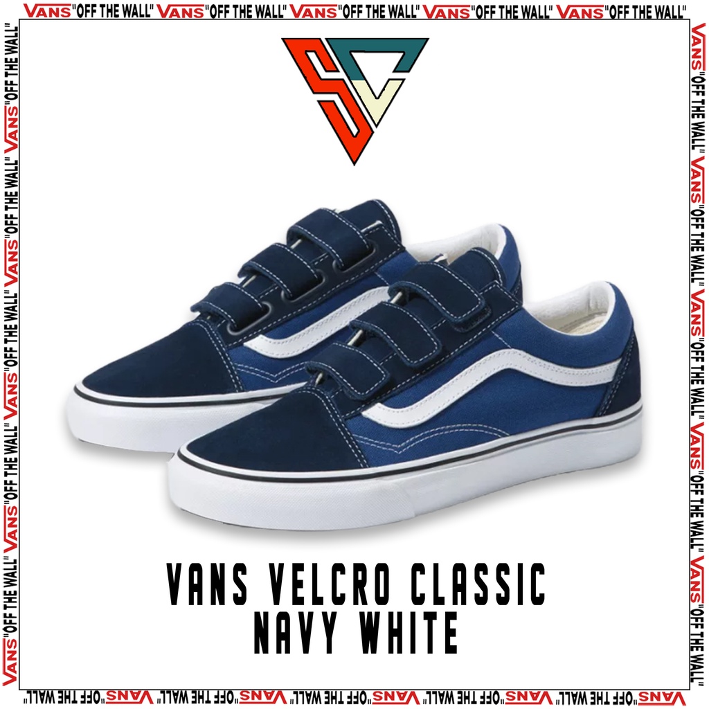 Vans Velcro Classic Navy White Original Global Market