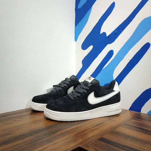 nike air force one suede black white  (premium high quality)
