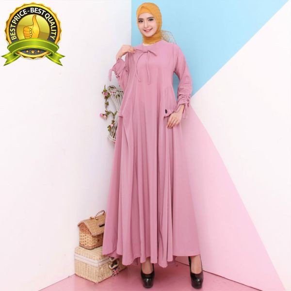 Grosir Baju Gamis Wanita Terbaru BCL Gamis Polos Gamis Pesta 9839 - Pink XL Simple