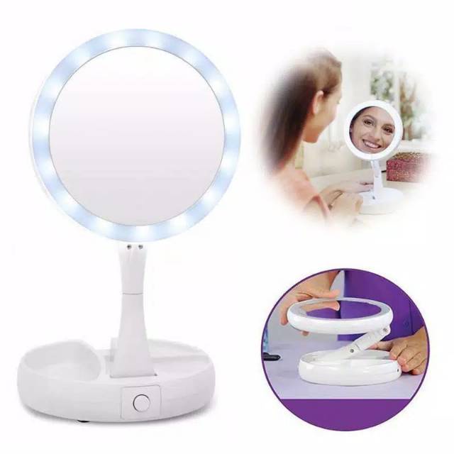 (NCS) My Fold Away Cermin Make Up MakeUp Lipat With Light Lampu LED Mirror Tempat Alat Rias Portable cermin dengan lampu