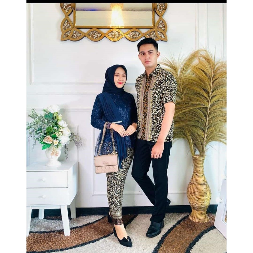 Maura Couple - Sania Ruffle Batik Couple Ori Ndoro Jowi DNT Garansi Termurah Shopee - ENJELA 3D NAVY