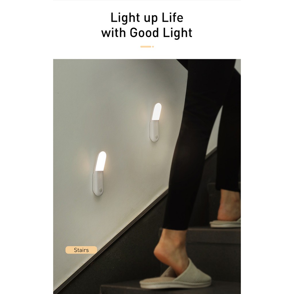 BASEUS SUNSHINE AISLE NIGHT LIGHT HUMAN BODY SENSOR LAMPU MALAM DINDING