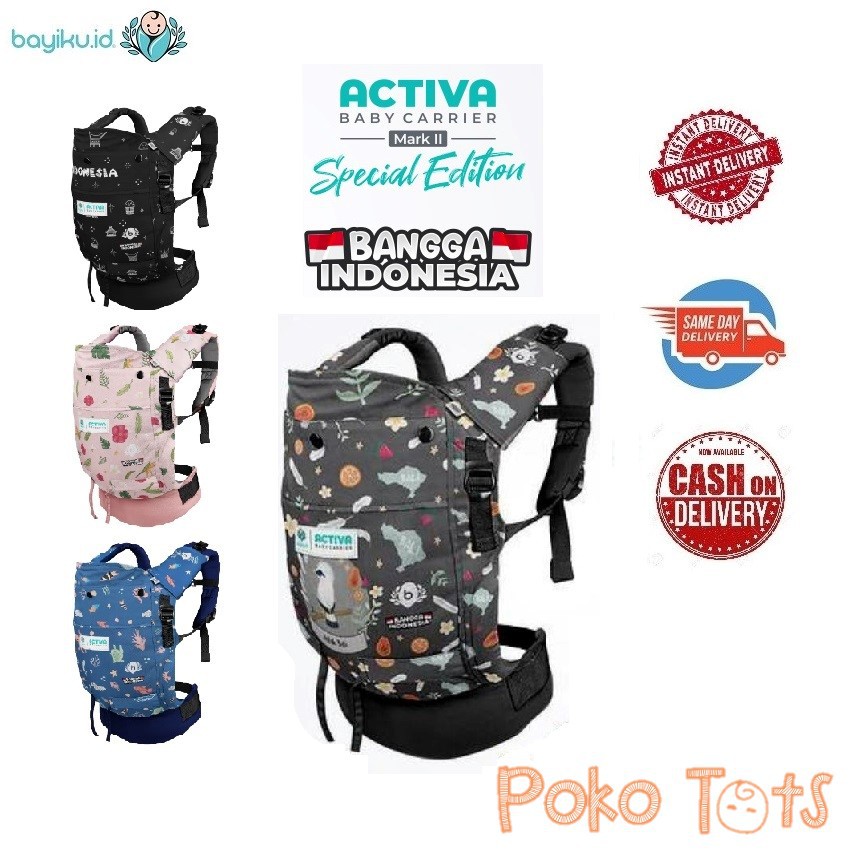 Bayiku ACTIVA SSC MARK II Seri Bangga Indonesia 2 Gendongan Bayi Ransel M-shape Anti Pegal NB Soft Structure Baby Carrier BAYIKU.ID SBI