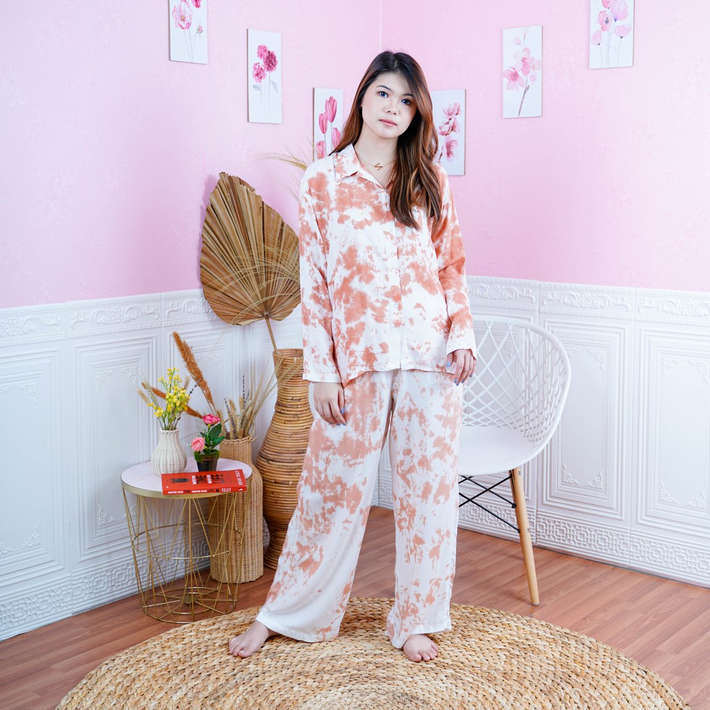 Galaxy Longsleeve Set - Baju Tidur Tie Dye Set / Daily Set / Piyama Kemeja Set PP Fit XL-7