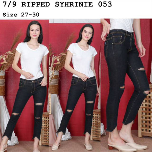 Jeans sobek / celana sobek / ripped jeans / 7 per 9 / jeans model