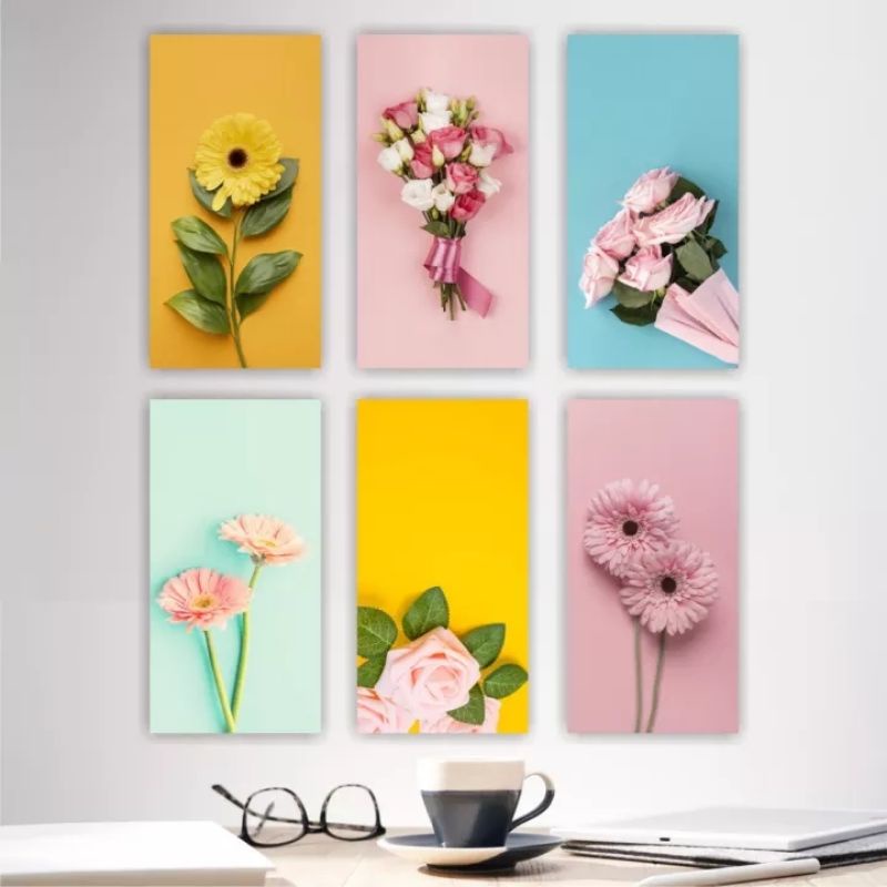 Pajangan Hiasan Dinding Aesthetic Flower Bunga Wall Decor Dekorasi Ruangan Rumah Kamar Kafe Minimalis Murah E 01