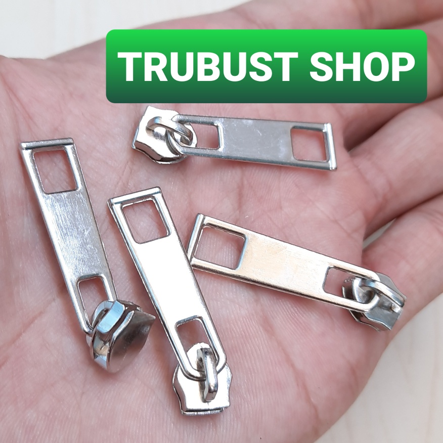 kepala resleting sleting tas head zipper 05 silver jual/pack isi 100pcs