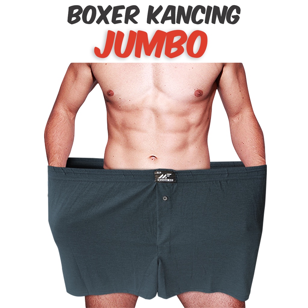 Muscle Fit Boxer Kancing JUMBO Celana Dalam Pria - 1 pcs