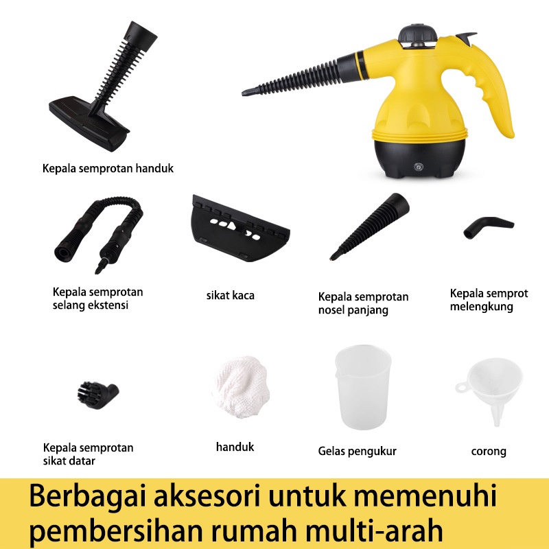 Mesin Steam Cleaner Pembersih Uap Listrik Portabel Steamer Genggam Rumah Tangga Rumah Kantor Kamar Membersihkan Peralatan Lampiran Alat Sikat Dapur