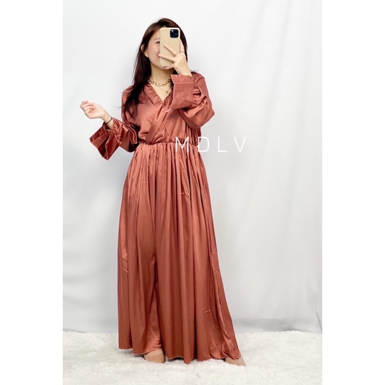 MDLV ~ 08830# Athira Wrap Maxi Dress Gamis Maxi Dress Polos Satin Fashion Muslim Fashion import