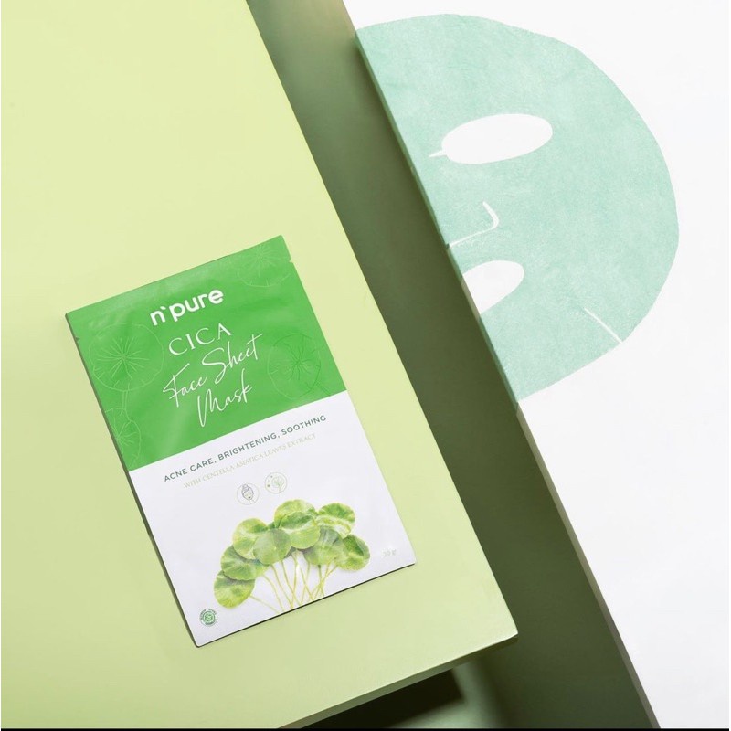 NPURE Centella Asiatica Masker Sheet Mask (CICA series) Masker Wajah Topeng, Masker Jerawat