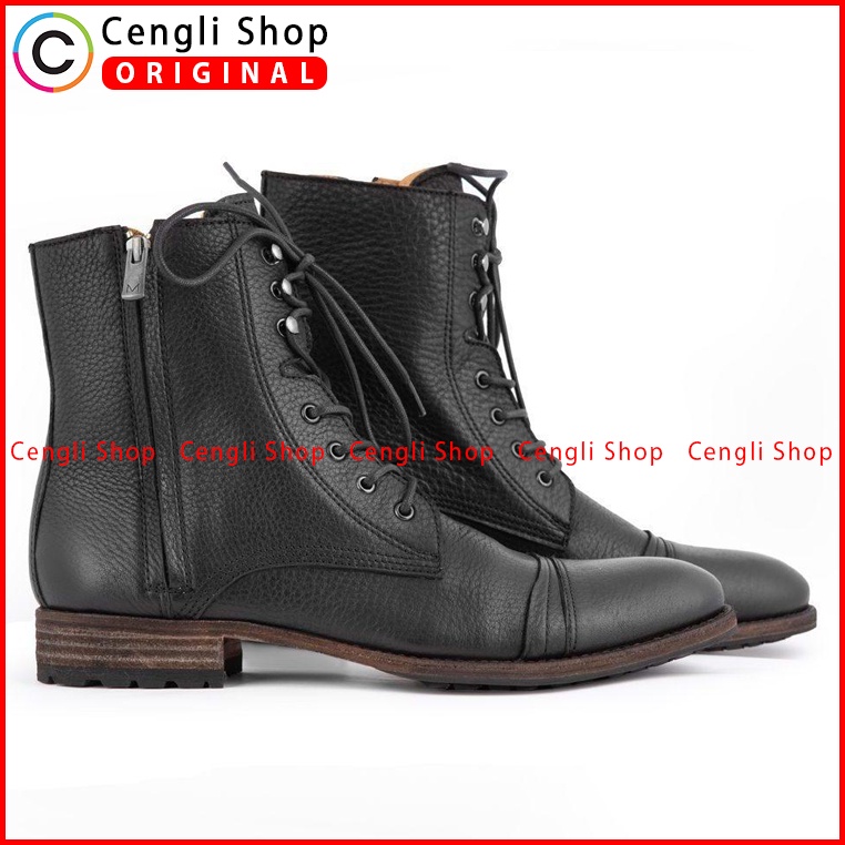 SEPATU BOOT CASUAL PRIA MARIO MINARDI ORIGINAL KULIT ASLI HITAM MM15