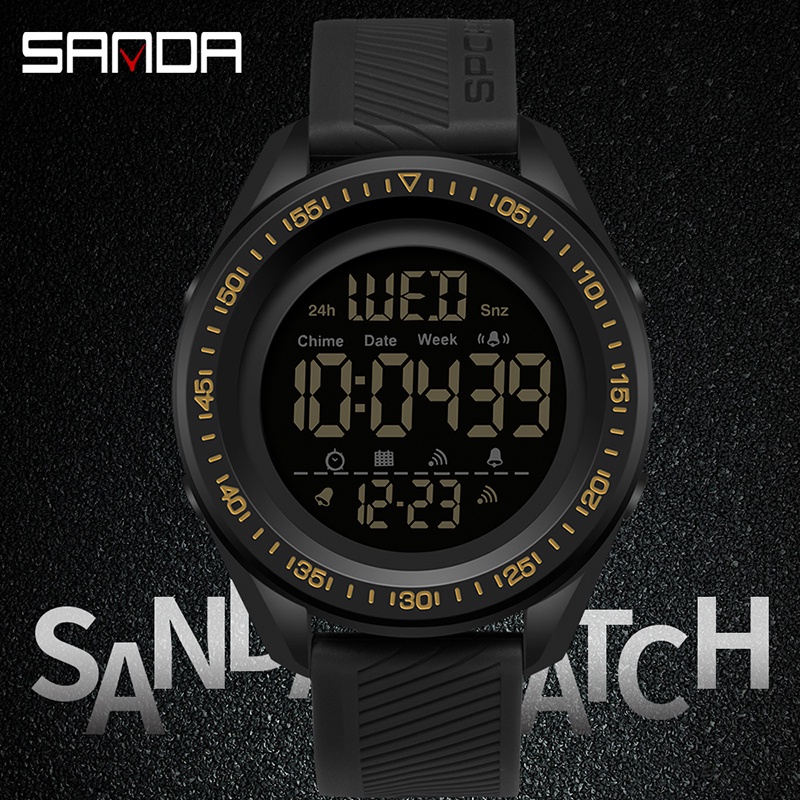 SANDA 6013 Jam Tangan Pria Digital EL Backlight Sport Watch Anti Air WATCHKITE WKOS