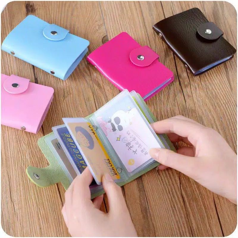 Medan Termurah KD33 Best seller Dompet 33 kartu leather Dompet kartu kancing polos