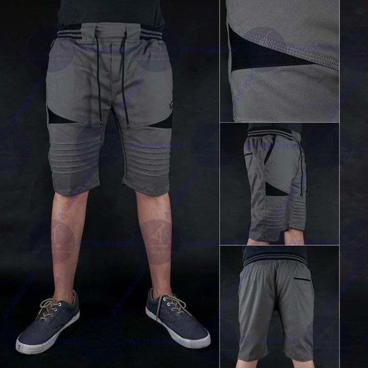 Celana Pendek Pria Kombinasi Pinggang Karet Bahan Katun Stretch Model Premium