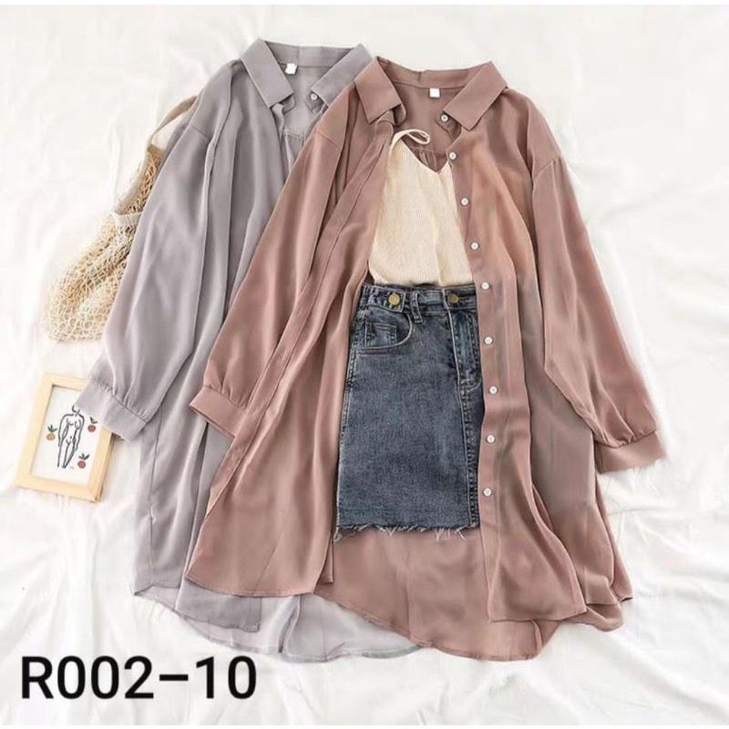 GINA LONG TUNIK SEMI OUTER CERUTY PREMIUM| OUTER MURAH | CARDIGAN MURAH | KOREAN STYLE | STYLE KEKIN