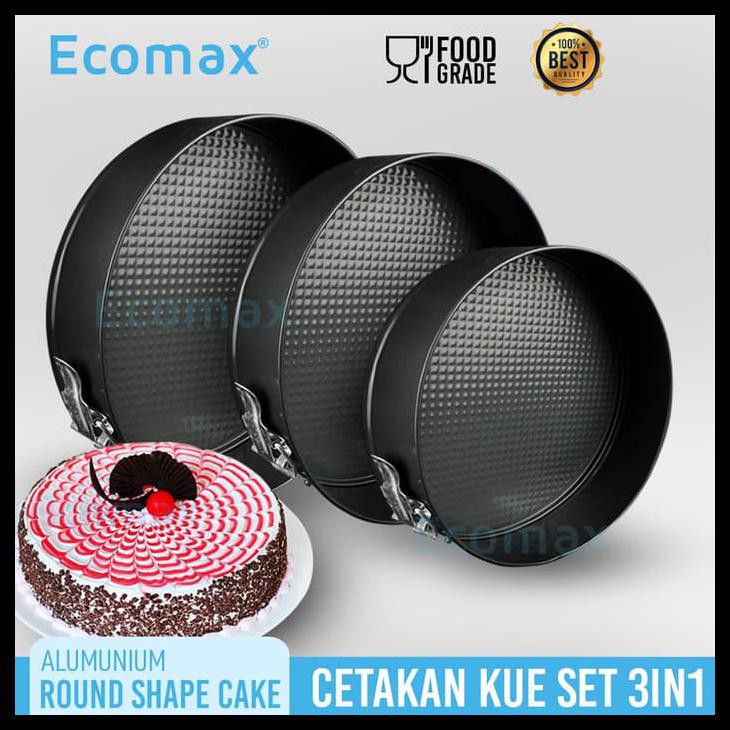 

ECOMAX CETAKAN KUE SET 3IN1 SHAPE ROUND SHAPE CAKE MOULD ANTI LENGKET