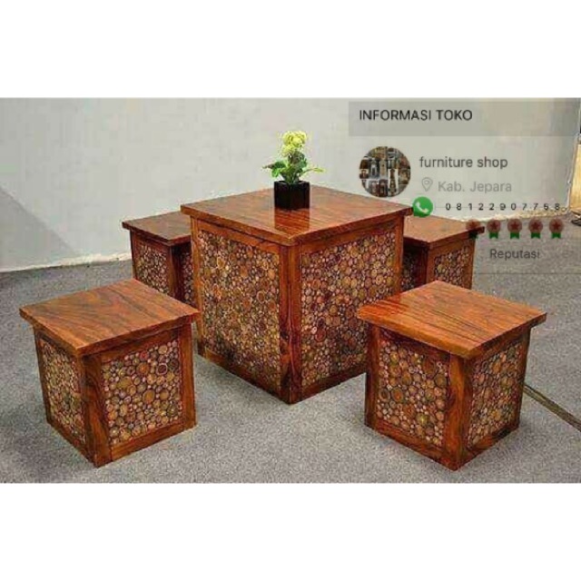 Kursi box koin kayu jati