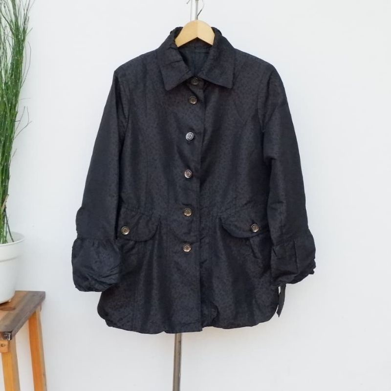 Noage coat / long coat / leopard hitam / jacket perempuan / jacket wanita hitam / jacket jepang /coa