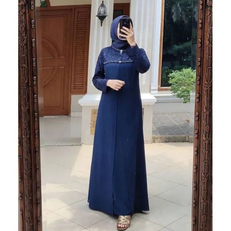 BISA COD-GAMIS BURKAT LUCIA SORAYA SEROJA TILE MUTIARA LAYER MAXI DRESS || ABAYA