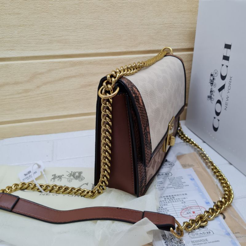 Coch hutton shoulder kombi snakeskin free box / tas selempang coa*h uk 22 x 16 x 9 / tas coa anoska