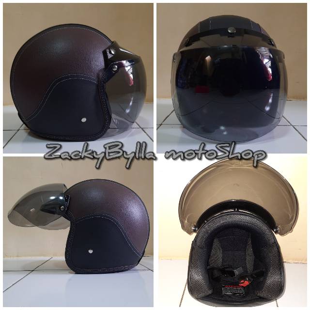 Helm BOGO Dewasa Retro Klasik Full Kulit Berkualitas