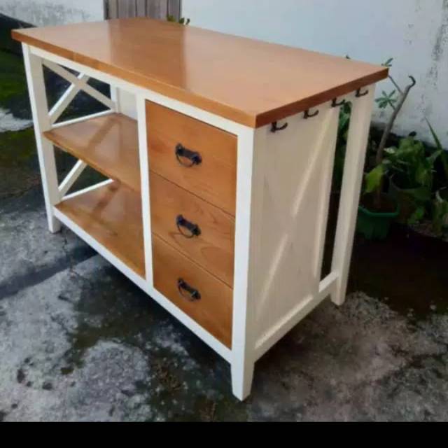 MEJA MINIBAR KAYU JATI KOMBINASI