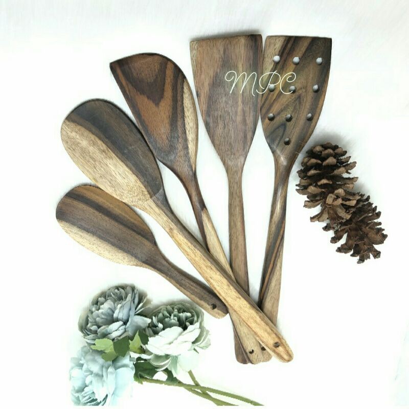 Set Sutil Kayu Sonokeling/Spatula Kayu/Sodet Kayu/Irus Kayu/Centong Nasi Kayu