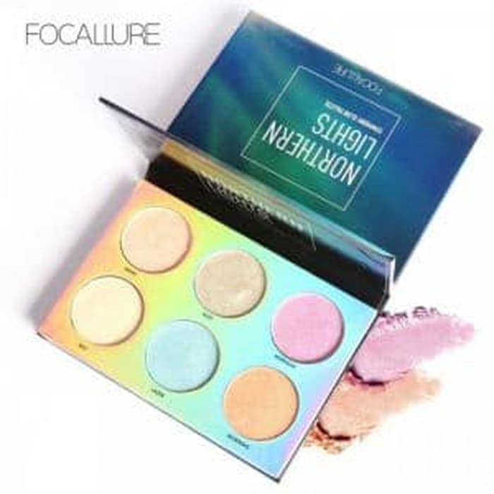 FOCALLURE Shimmer &amp; Highlighter Palette 6 Colors Northern Light ORI