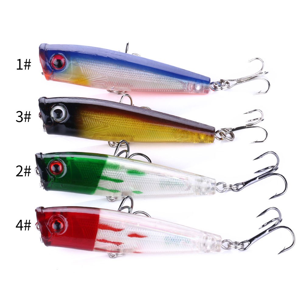 HENGJIA 4PCS/Lot Floating Fishing Lures 6.5CM 6.6G Popper Hard Artificial Bait Topwater Crankbait Tackle