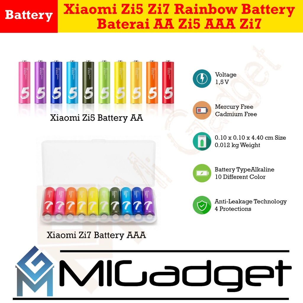 Zi7 Zi 7 Zi5 Zi 5 Rainbow Battery 10pcs Baterai AA Zi5 AAA Zi7