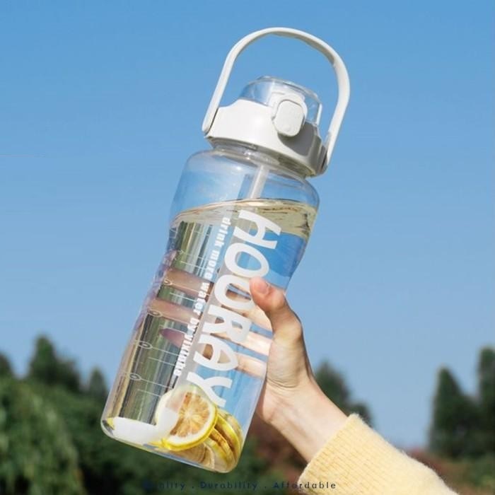 H9223 Botol Minum Hooray 2 Liter 2L Jumbo Besar Sport Straw Bottle Premium