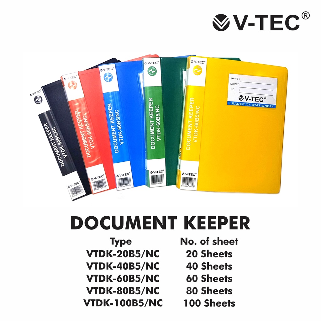 V-TEC Document Keeper ukuran B5 (VT-DK NC B5) / Clear Holder / Display Book / 20 40 60 80 Lembar