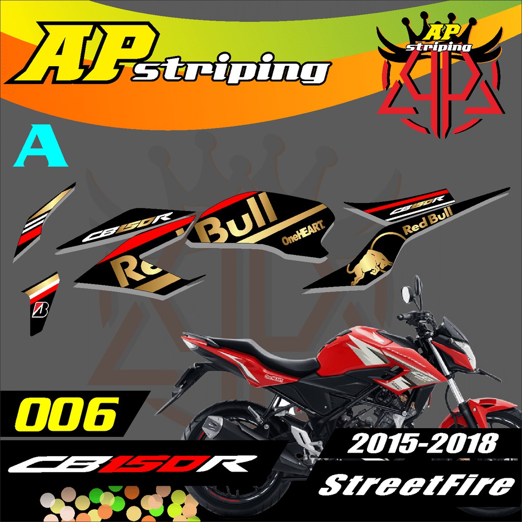 JUAL STICKER STRIPING LIS VARIASI REDBULL HONDA CB 150 R STREETFIRE -006