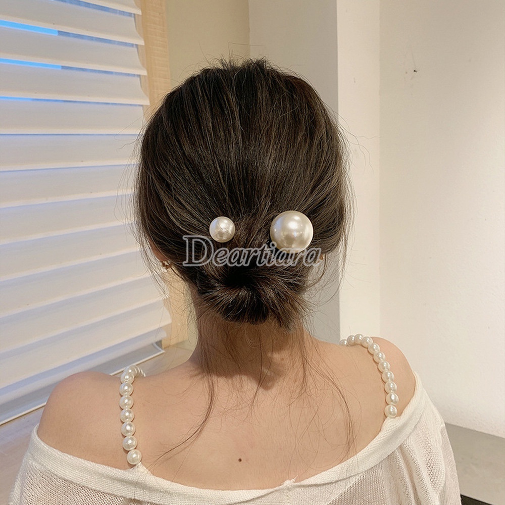 Elegante Antieke Imitatie Parel Haarspeld Eenvoudige Moderne Haarspeld Temperament Netto Rode Bal Hoofd Haar Hoofdtooi Haar Stokken