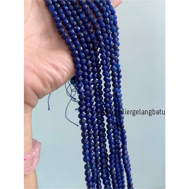 Batu LAPIZ LAZULI CUTTING biru 6mm natural afghanistan bahan aksesoris