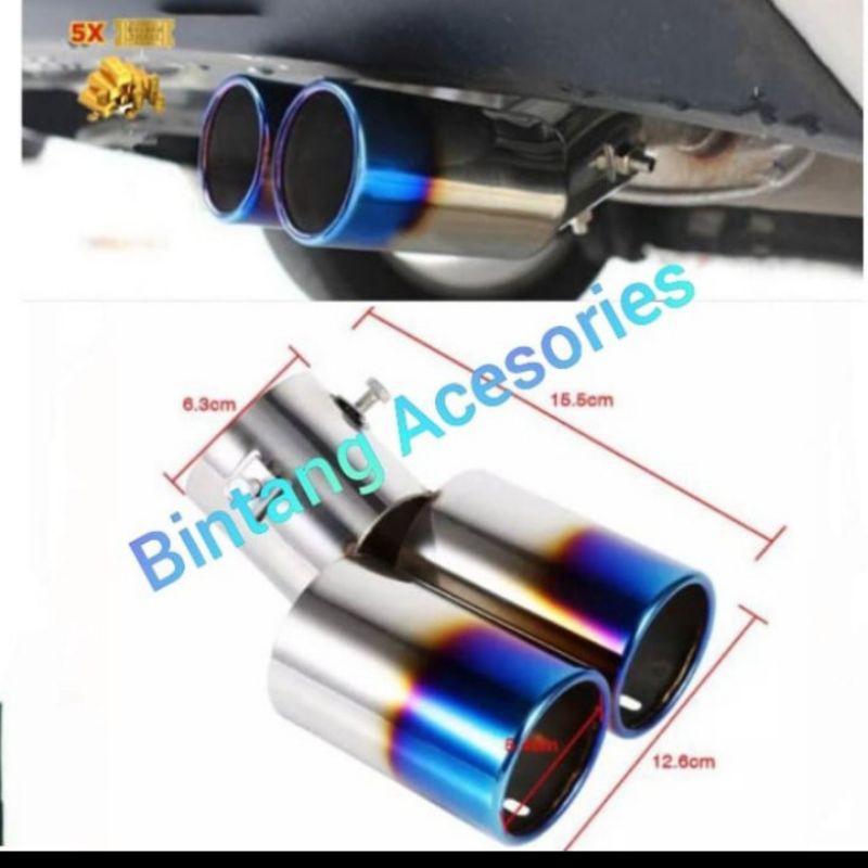 Mufler Ujung Knalpot Mobil CALYA 2 Lubang Pelangi