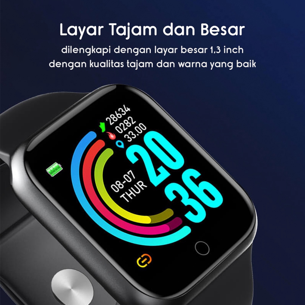 [Temuera] SmartWatch Y68 Sport Tahan Air Bluetooth Smart Watch Pelacak Kebugaran Gelang Pedometer Heart Rate