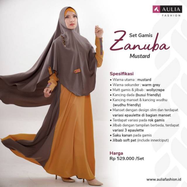 Gamis set aulia fashion Zanuba mustard