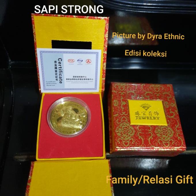 

[COD] 2021 Gold coin sapi imlek +box imlek dan valentine gift [COD]