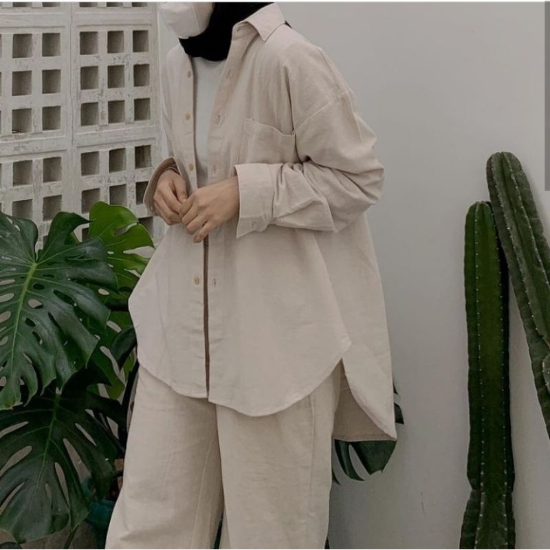 Olivia Shirt - Kemeja Oversize Linen Wanita - Kemeja Linen - Oversized Shirt Linen