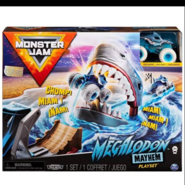 SPIN MASTER HOT WHEELS Monster Jam Track Megalodon mayhem play set shark