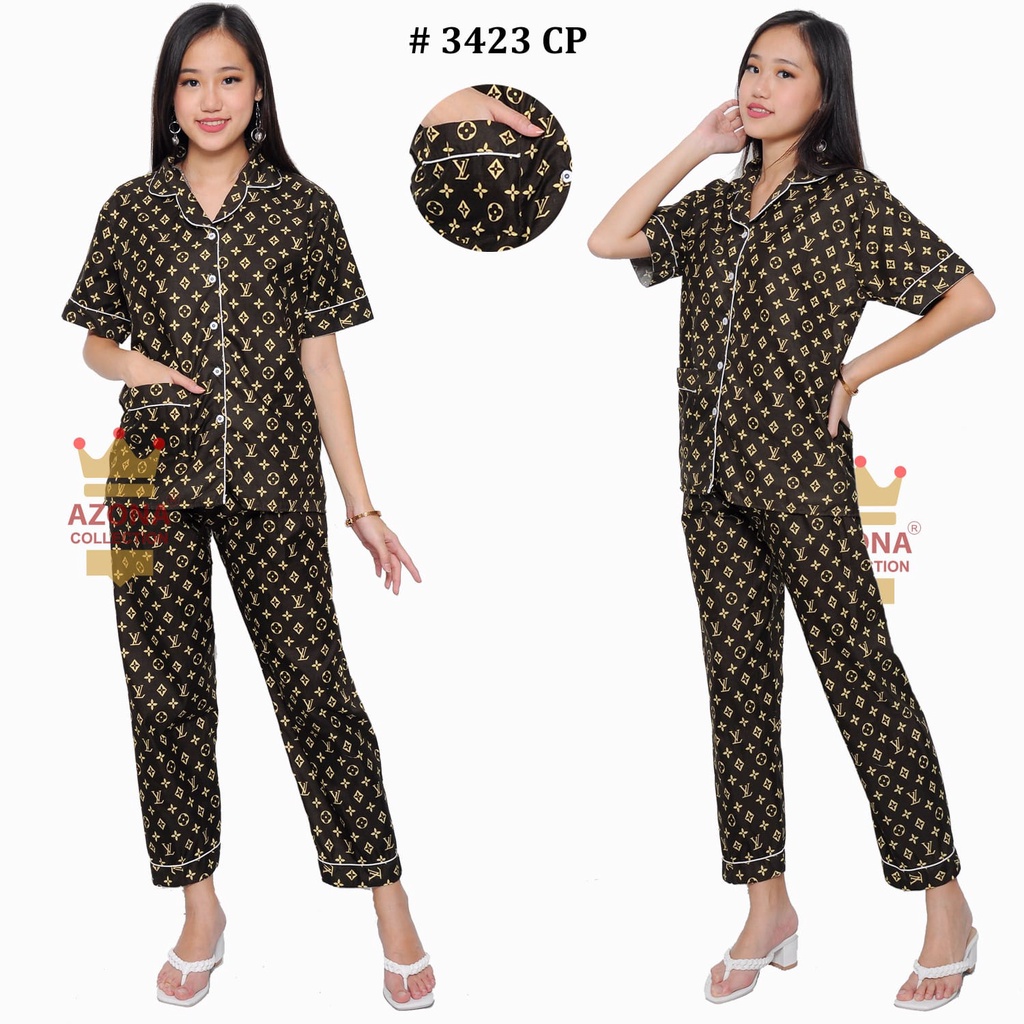 Dtree .Stelan piyama dewasa cp motif bunga piyama / baju tidur dewasa katun eropa