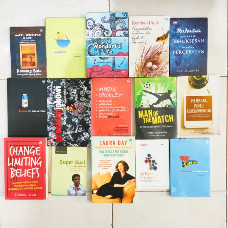 OBRAL BUKU MOTIVASI / PENGEMBANGAN DIRI / INSPIRASI / EVERY MOMENT COUNTS / INSPIRATION FOR WOMAN / PERCAYA DIRI ITU DI PRAKTEK IN / MARKETING ITU DI PRAKTEK IN / ORIGINAL 2c 2e