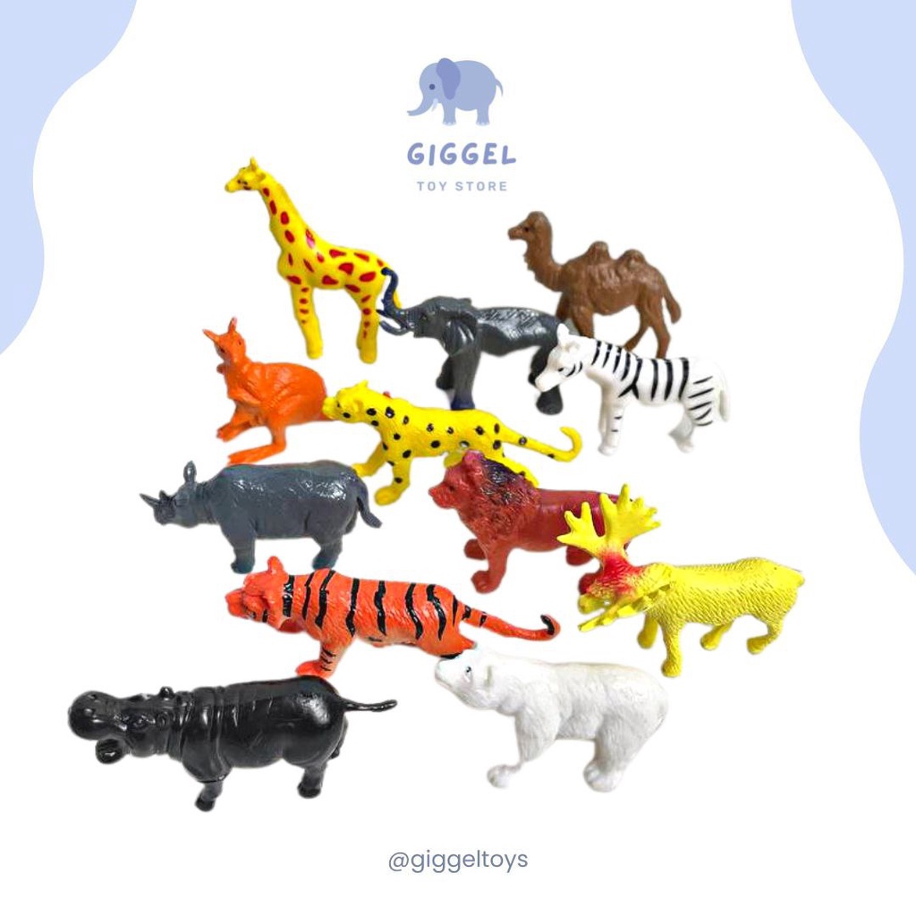 [ Giggel ] ANIMAL FIGUR / Animal Figure 12 Pcs / Mainan Figur Binatang / Animal Figure Set / mainan hewan miniatur binatang / hewan zoo/ hewan ternak