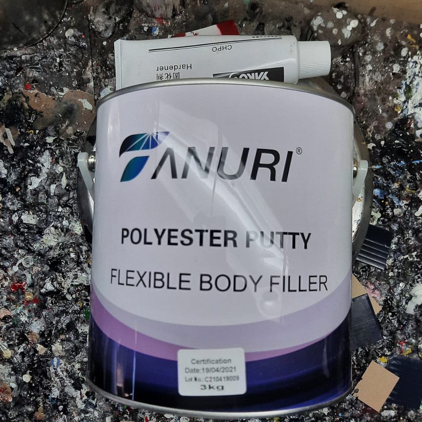 Dempul TANURI 3kg + Hdr- Warna Putih- Dempul Besi Kayu Plastik