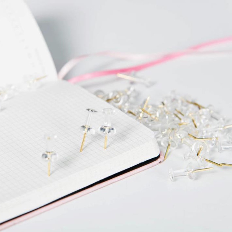 # Kaos T-Shirt Wanita Lengan Pendek Motif Print #100pcs Push Pin Transparan Untuk Kantor