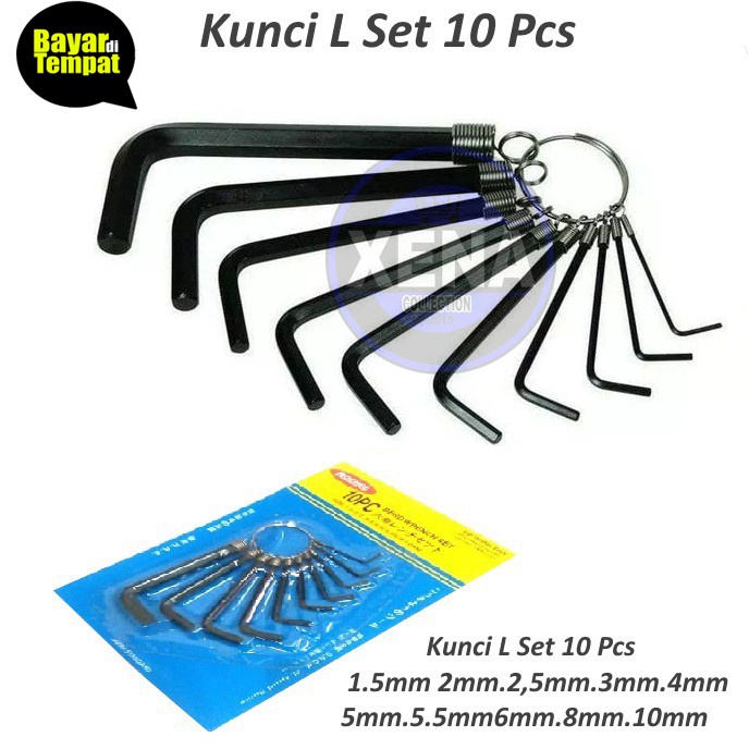 Kunci L Set Hex Key Ring 10 in 1 Tools 10 Pcs / kunci L set 10pcs hex key ring 10set 10pc 10in1 tools wrench hexagon hexa chrome crome / Kunci L Set Hex Key Ring L1-L1.5-L2-L2.5-L3-L3.5-L4-L5-L6-L8/L 1-1.5-2-2.5-3.5-4-5-6-8 mm